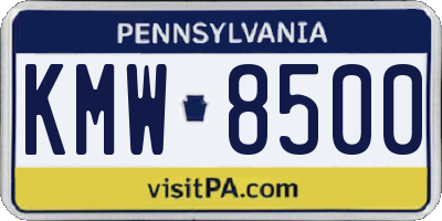 PA license plate KMW8500