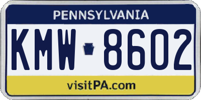 PA license plate KMW8602