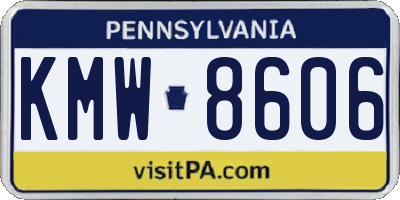 PA license plate KMW8606