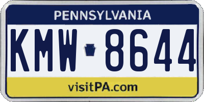 PA license plate KMW8644