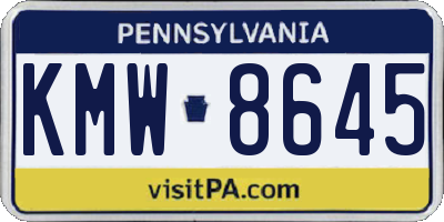 PA license plate KMW8645