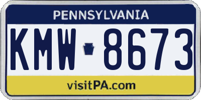 PA license plate KMW8673