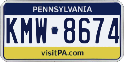 PA license plate KMW8674
