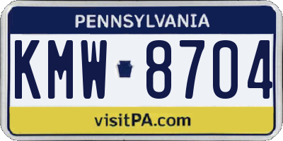 PA license plate KMW8704