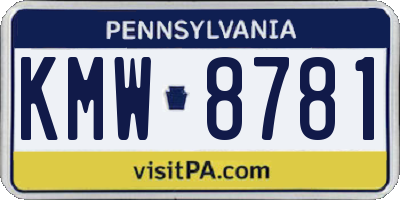PA license plate KMW8781