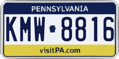 PA license plate KMW8816