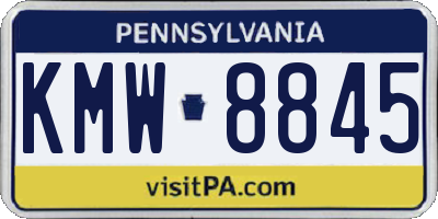 PA license plate KMW8845