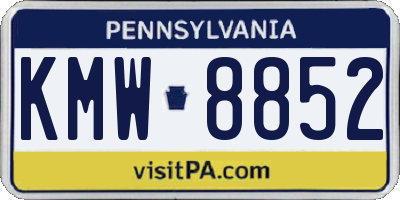 PA license plate KMW8852