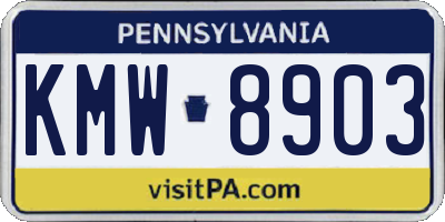 PA license plate KMW8903