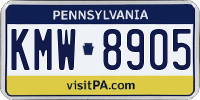 PA license plate KMW8905