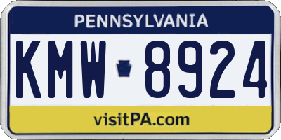 PA license plate KMW8924