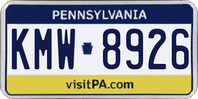 PA license plate KMW8926