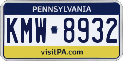 PA license plate KMW8932