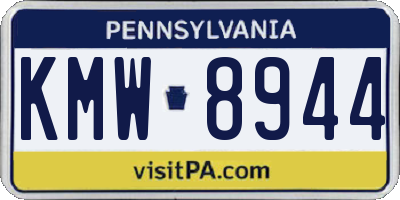 PA license plate KMW8944