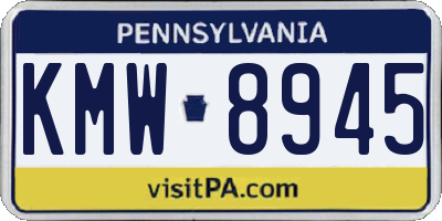 PA license plate KMW8945