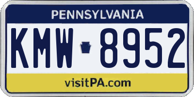 PA license plate KMW8952