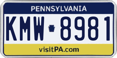 PA license plate KMW8981