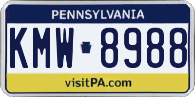 PA license plate KMW8988