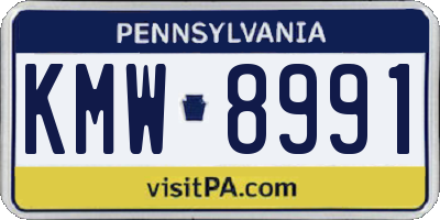PA license plate KMW8991