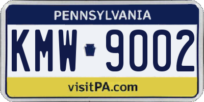 PA license plate KMW9002