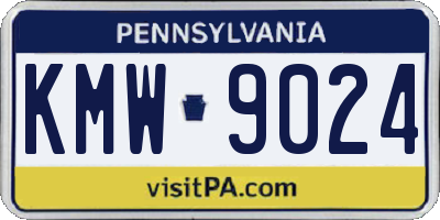 PA license plate KMW9024