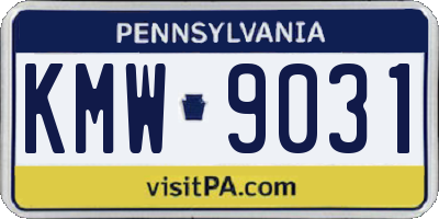 PA license plate KMW9031