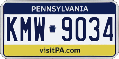 PA license plate KMW9034