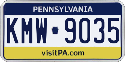 PA license plate KMW9035