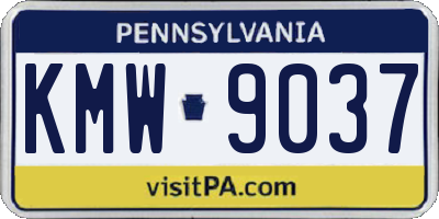 PA license plate KMW9037