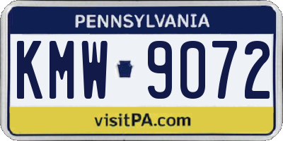PA license plate KMW9072