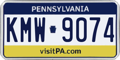 PA license plate KMW9074