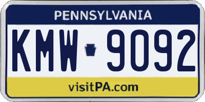 PA license plate KMW9092