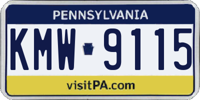 PA license plate KMW9115