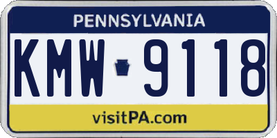 PA license plate KMW9118