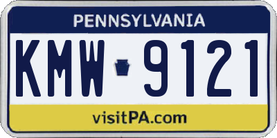 PA license plate KMW9121
