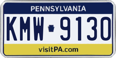 PA license plate KMW9130
