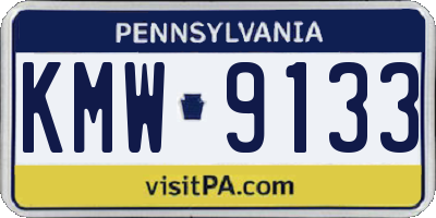 PA license plate KMW9133