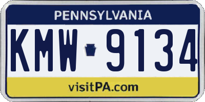PA license plate KMW9134