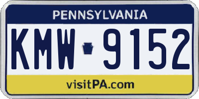 PA license plate KMW9152