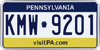 PA license plate KMW9201