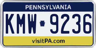 PA license plate KMW9236