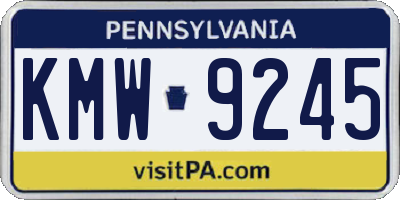 PA license plate KMW9245