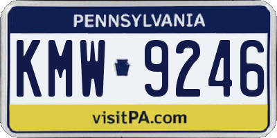 PA license plate KMW9246