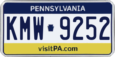 PA license plate KMW9252