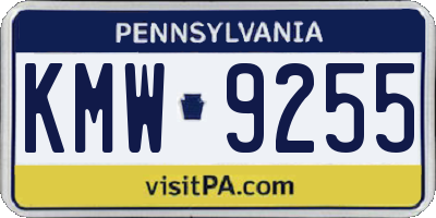 PA license plate KMW9255