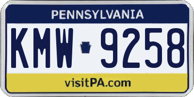 PA license plate KMW9258