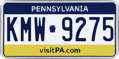 PA license plate KMW9275