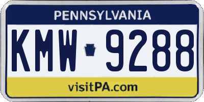 PA license plate KMW9288