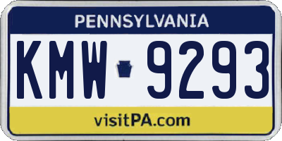 PA license plate KMW9293