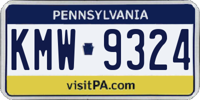 PA license plate KMW9324